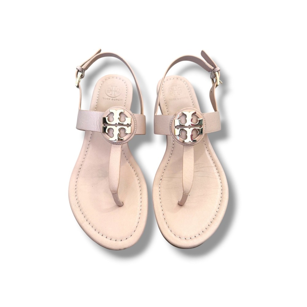 Tory Burch Bryce Flat Thong Sandals Women 8.5 Makeup 216 Vegan Leather Box Dust